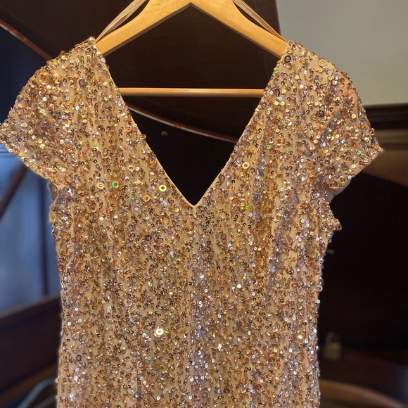 Gold Long Dress Adrianna Papell Size 12 - Picture 2 of 4